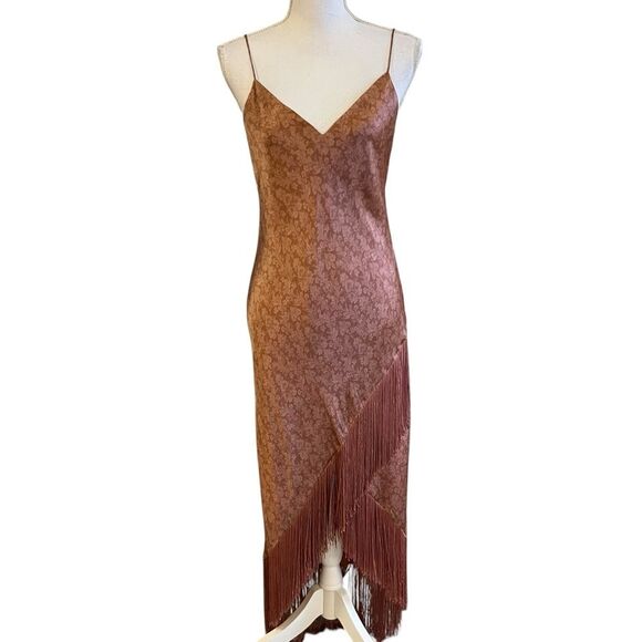 Cami NYC Womens Floral Silk Slip Dress Size M Fringe Gatsby Wedding Party Glam - Picture 1 of 11